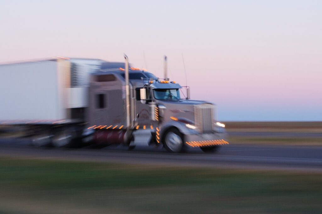 Truck on Texas Highway 287 at Sunrise